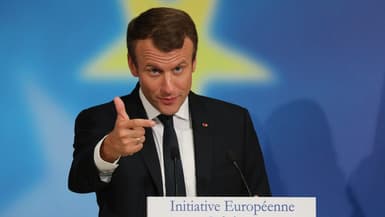 Emmanuel Macron lors de son discours à La Sorbonne, en 2017.