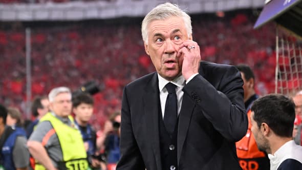 Carlo Ancelotti lors de la demi-finale aller de Ligue des champions Bayern-Real, le 30/04/2024