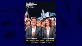 Gabriel Attal et Valérie Hayer sur un tract de campagne de Renaissance pour les élections européennes