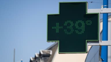 Un thermomètre de pharmacie indique une température de 39° C (image d'illustration).